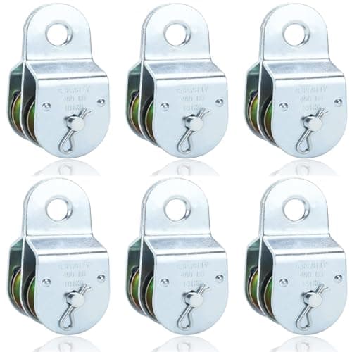 Fixed Double Pulleys, Double Groove Cable Fixed Pulley Block, Double Pulley Block Wheel, Double Pulley Roller, Loading 400 LBS Each, Iron with Zinc Plated (6)