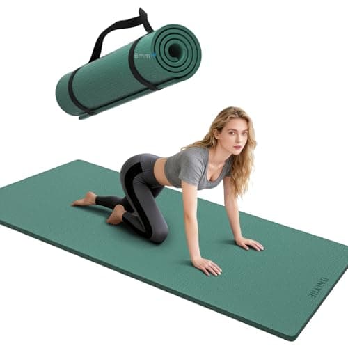 ONLYHE Yoga Mat Thick (8mm) Exercise Mat Non-Slip Ripstop Pilates Mat for Men and Women for Home, Barefoot Workout and Floor Workout with Strap (71 x 24 inch) (Dark green)