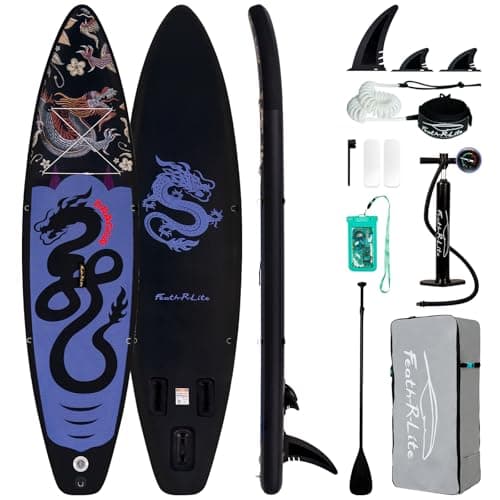 FEATH-R-LITE 11'×33"×6" Inflatable Stand Up Paddle Board with Premium SUP Paddleboard Accessories, Wide Stable Anti-Slip EVA Deck,Paddle Boards for Adults & Youth of All Skill Levels