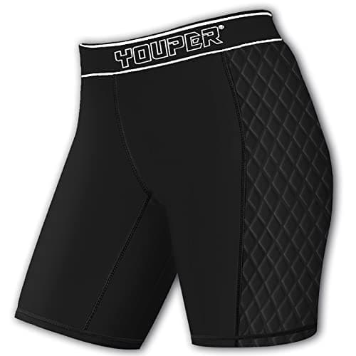 Youper Youth Girls Classic Compression Softball Sliding Shorts, Padded Softball Sliders (Black/White, Medium)