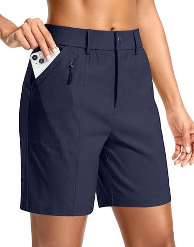SANTINY Women's 5"/7" Hiking Golf Shorts Quick Dry Stretch Casual Work Shorts with Pockets for Women Walking Travel Summer (Navy_M)