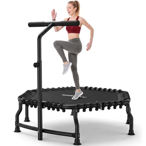 ANCHEER 50" Rebounder Trampoline for Adults- 2026 Foldable Mini Trampoline with Bar- Exercise Trampoline for Adults, Max Load 560lbs, for Indoor/Garden Workout