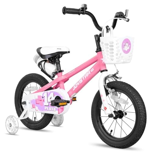 JOYSTAR Pluto 16 Inch Kids Bike with Training Wheels for Ages 4-7 Year Old Boys Girls Toddler Children BMX Bicycle Pink