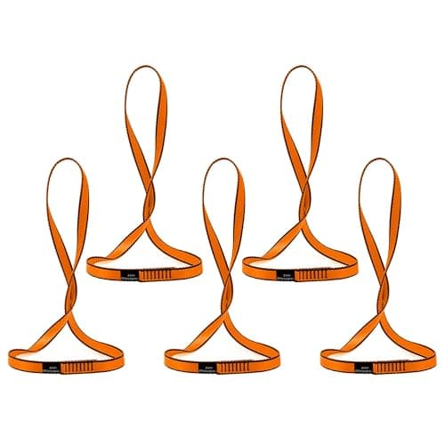 AINIKEY 18MM Nylon Climbing Sling Runner 23KN CE2008/EN566 Rock Climbing Webbing Straps for Outdoor Climbing, Rappelling, Swing, Yoga Hammock etc(Orange | 60cm / 24inch | Pack of 5)