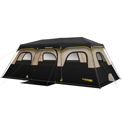 FanttikOutdoor Zeta C12 Pro Max Instant Cabin Tent 12 Person Camping Tent Setup in 90 Seconds with Rainfly & Windproof Portable with Carry Bag for Family Camping & Hiking, Upgraded Ventilation, Khaki