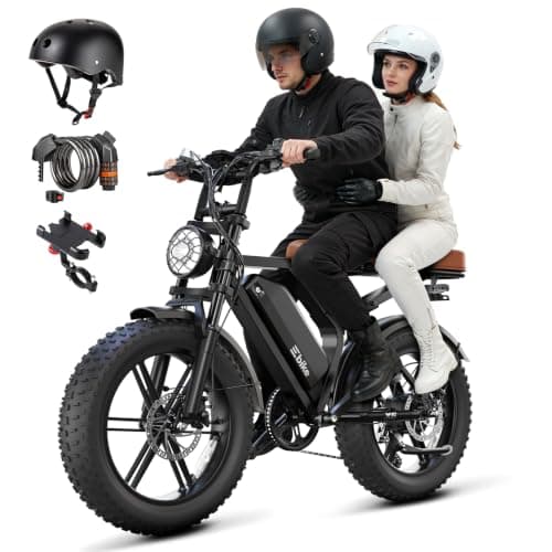 Electric Bike for Adults, 20"x4" Fat Tires, Full Suspension, Matte Black