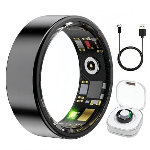 Aoyool Smart Ring Health & Fitness Tracker for Men & Women, Heart Rate, SPO₂, Sleep & Activity Monitoring, IP68 Waterproof, Long Battery Life, Family Care Mode, No Subscription Fee (Black, 12)