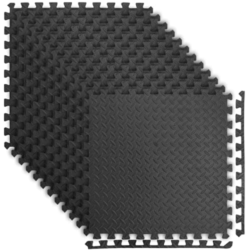 Art3d 96 Sq.Ft Eva Puzzle Exercise Mats, 24"x24" x 1/2" Thick Foam Interlocking Tiles for Flooring, Workout, Gym Equipments, Pack of 24, Black