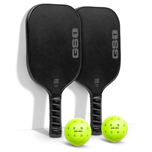 GoSports GS1 Pickleball Paddles Set of 2 with 2 Pickleballs - USAPA Approved Fiberglass Pickleball Paddles