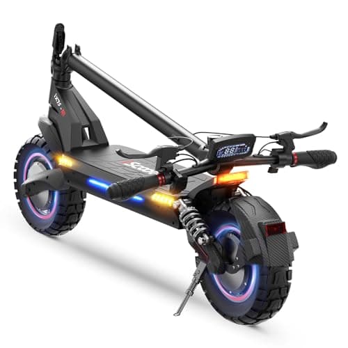 iScooter Electric Scooter, 50 Miles Long Range & 38 MPH Top Speed E-Scooter, 10" Off-Road Pneumatic Tire Escooter for Adults with Turn Signals, Double Braking Systems, APP and Storage Bag