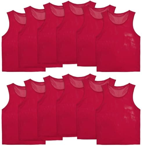 VOGRYE Pinnies Set of 12/24 Scrimmage Vests, Team Practice Sports for Child Youth/Adult, Lightweight Basketball Jersey
