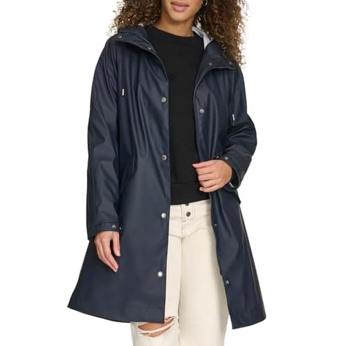 Levi's Women's Raglan Sleeve Rain Jacket, Navy, Large