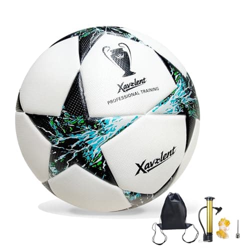 XAVOLENT Professional Soccer Ball Size 5,4 -Thermal Bonded Waterproof PU Match-Quality Training Ball with Pump