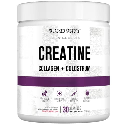 Jacked Factory Creatine for Women - Creatine Monohydrate with Collagen + Colostrum to Support Workout Performance, Lean Muscle Growth, Healthy Hair, Skin, & Nails - 30 Servings, Watermelon