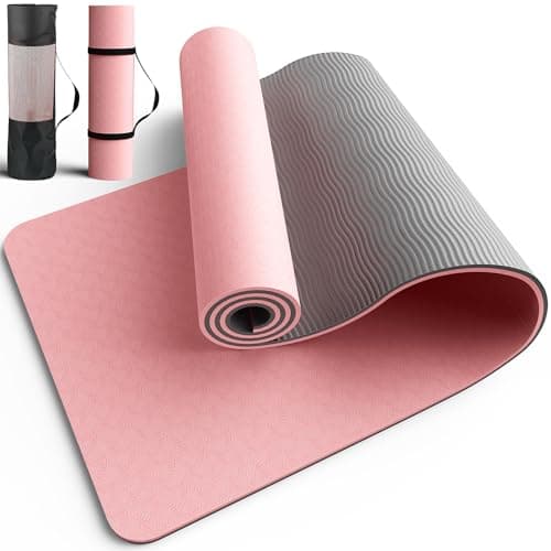 Pureegg Non Slip Yoga Mat, TPE, 72" x 24" x 0.24", Pink, Pilates
