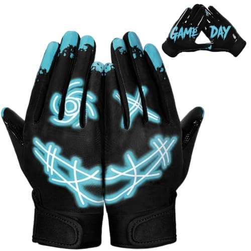 RIGWARL Youth Football Gloves, Kids Football Gloves Non-Slip with Super Sticky Grip Palm, Breathable Wide Receiver Glove Boys Girls, YM