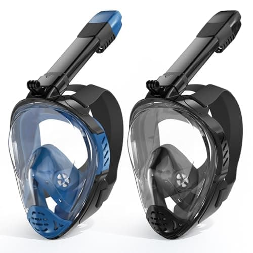 Full Face Snorkel Mask, Snorkeling Gear for Adults, Scuba Mask Diving Dry Top Snorkel Gear with Detachable Camera Mount, 180° Panoramic View Anti-Leak Anti-Fog Travel Package
