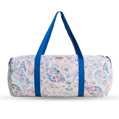 Maison d' Hermine Large bag for yoga mat and Gym Bag,accessories Bag, Multi functional storage bag with Adjustable shoulder straps, zipper Spring Summer (Indian Floral)