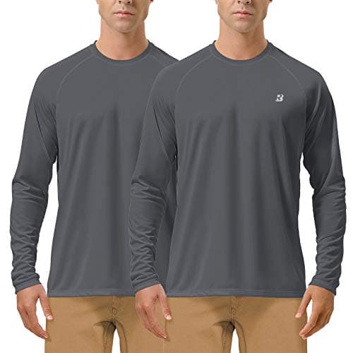 Roadbox Men's 2 Pack UV Sun Protection SPF UPF 50+ Long Sleeve Quick Dry Fishing Shirts Outdoor Rash Guard for Running Hiking Swimming