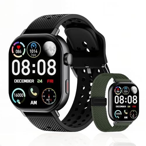 moutarlier AMOLED GPS Running Smartwatch, 50m Waterproof, Tracks Steps Sleep Heart Rate Oxygen, Long Battery Life with Step & Calorie Counter for Swimming Runners Men Women(Black