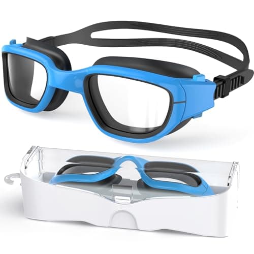 Zeligerstar Kids Swim Goggles,Swimming Goggles for Kids 6-14, Anti-Fog UV Protection Pool Glasses for Boys Girls (Black/Blue+Clear Lens)