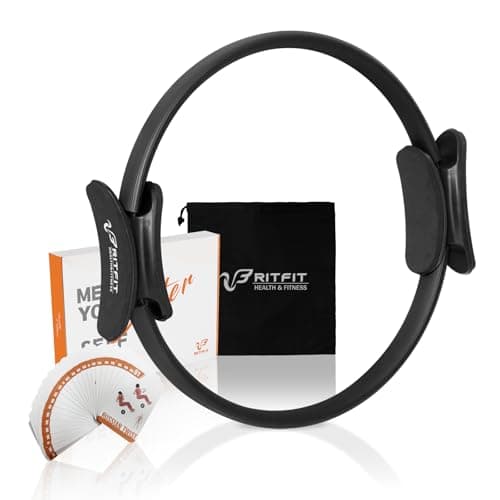 RitFit Pilates Ring Circle - 14 Inch Magic Fitness Circle for Toning Inner & Outer Thighs, Bonus Workout Guide Included (Black)