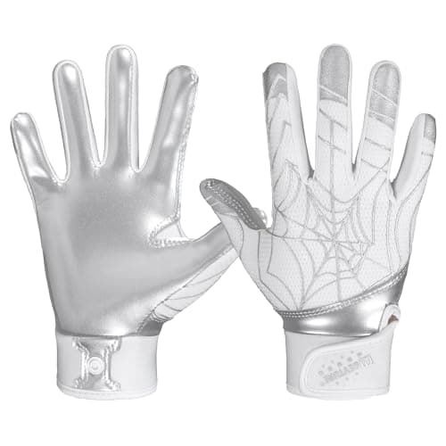 AIGEVTURE Youth Football Gloves Kids Receiver Sticky Football Gloves Boys Girls Silver and White L