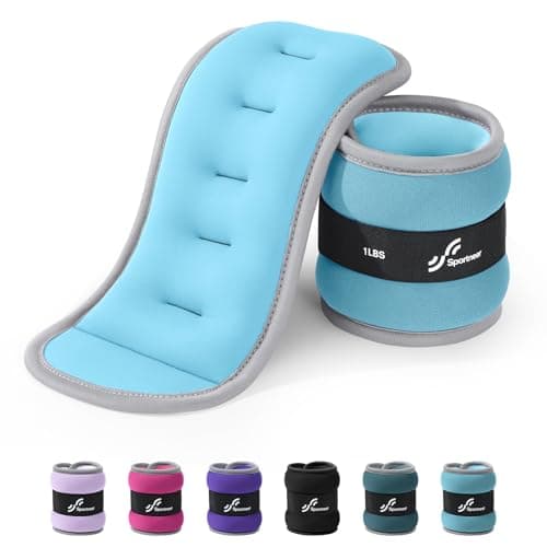 Sportneer Ankle Wrist Weights for Women Men, Pair of 1/2/4/6/10 LB Wearable Leg Arm Weights for Walking, Running, Pilates, Strength Training, Physical Therapy & Home Fitness (Glimmer Blue, 1 lbs x 2)