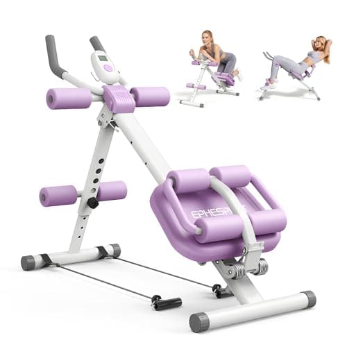 EPHESPORT Adjustable Ab Machine, Multifunctional Ab Workout Equipment, Ab & Sit Up Machine for Stomach Workout, Foldable Abdominal Trainer With Knee and Back Protection, Full Body Workout for Home Gym