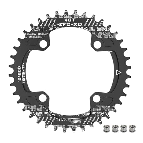 BESNIN Chainring 104 BCD Chainring 30T 32T 34T 36T 38T 40T 42T 44T 46T 48T 50T 52T Narrow Wide Tooth Round Chainring for 7/8/9/10/11/12 Speed MTB BMX Road Bike (Red, Round 30T) (Black, Round 40T)