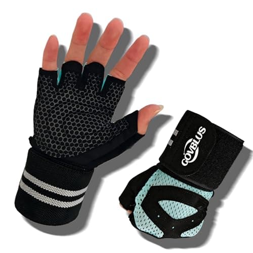 Govblus Workout Gloves for Men and Women with Wist Support, Exercise Gloves for Weight Lifting, Cycling, Gym Gear, Training, Fingerless, Breathable and Snug fit (Blue, X-Large)