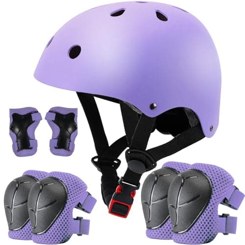 Kids Helmet Set Skateboard Knee Pads, Adjustable Kids Bike Helmet Protective Gear Set for Girls Kids 3-14 Helmet Elbow Pads Wrist Guards for Sport Cycling Bike Roller Skating Scooter
