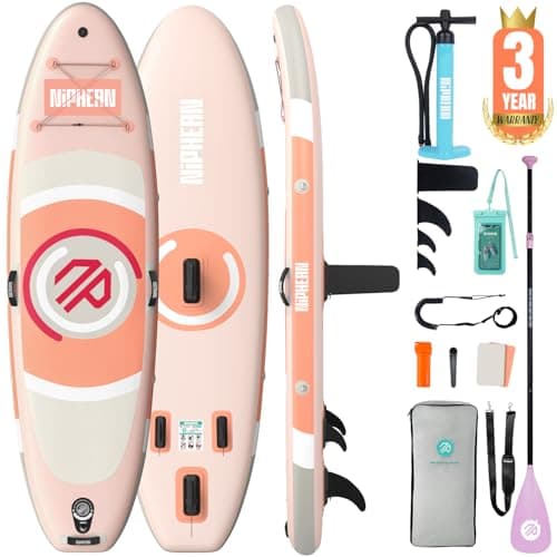 Niphean(Ultra-Light) Inflatable Paddle Board with StabilTrac Fin and Durable SUP Accessories, 10' Stand Up Paddle Boards for Adults & Youth, Versatile Yoga Paddle Board, Gift Ideas-Sunny Citrus