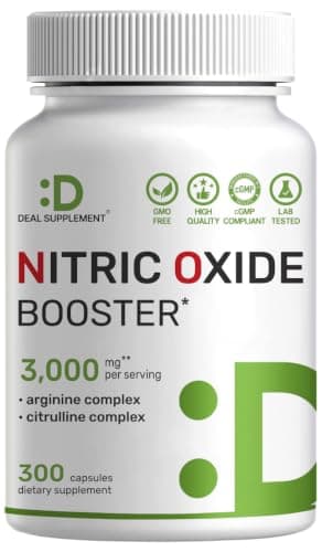 Nitric Oxide Supplement 3,000mg, 300 Capsules | 12-in-1 Complex for Men & Women – Arginine, Citrulline, Korean Red Ginseng, Tongkat Ali, Maca Root, & Marshmallow Blend*