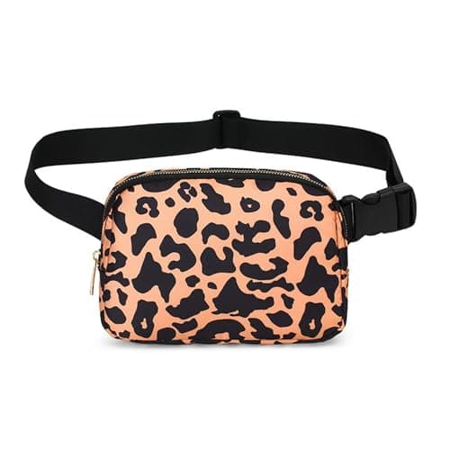 Waist Belt Bag Fashion Fanny Pack Women and Men Gift Crossbody Bag With Adjustable Strap For Travel Running Hiking Walking (Leopard Yellow)