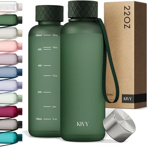 KIVY Slim Water Bottle 22oz Lightweight & Shatterproof - Reusable Tritan Water Bottle - Leak Proof Bottle for Women & Men - Water Bottle No Straw - Dishwasher Safe - BPA Free