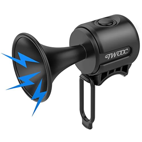 BSSOK Electric Bike Horn for Adults, 100dB Electronic Bicycle Bell Loud 1 Sound Mode with 300mAh Button Battery Operated/IPX4 Waterproof/Fixed Anti-Slip Pad (Black)