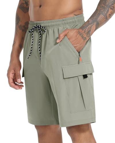 Men's Cargo Shorts Quick Dry Lightweight Stretch Hiking Shorts for Men with 5 Pockets No Lining