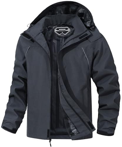 MAOYSSEN Outdoor Men's Waterproof Raincoat Windbreaker Lightweight Rain Jacket with Detachable Hood