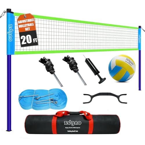 20FT Outdoor Portable Adjustable Height Volleyball Net System with Bag