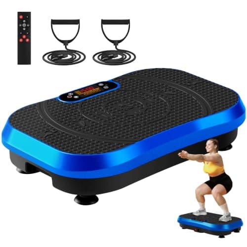 SoftGym Vibration Plate Exercise Machine for Lymphatic Drainage Weight Loss,120 Speed Levels Vibrating Platform with Resistance Bands,Full-Body Workout Equipment for Muscle Activation
