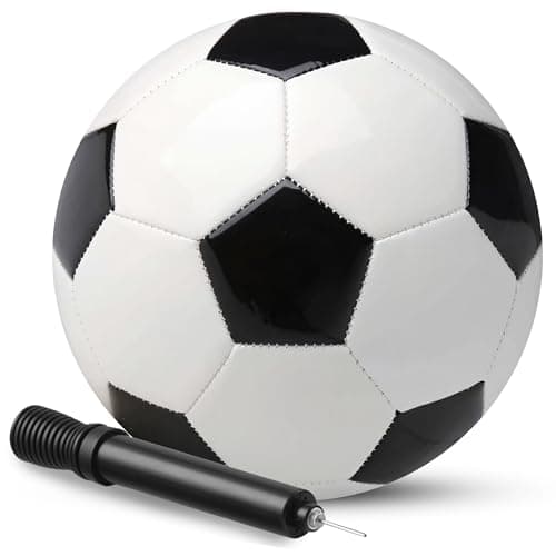 PlayBolt Soccer Ball Size 2 with Pump - Black & White Training Practice & Match Ball for Kids & Toddlers (Pack of 1)