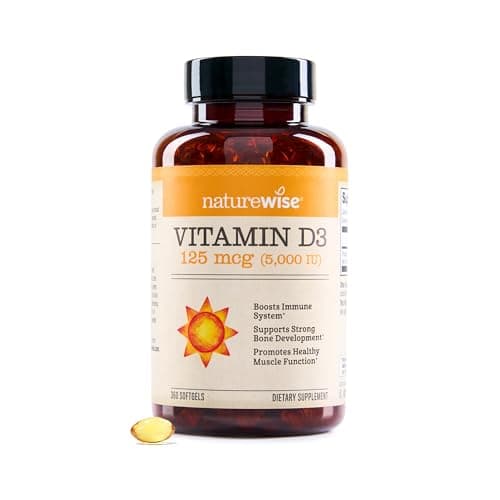 NatureWise Vitamin D3 5000iu (125 mcg) 1 Year Supply for Immune Support, Healthy Muscle Function, and Bone Health, Gluten Free in Organic Extra Virgin Olive Oil, (Mini Softgel), 360 Count
