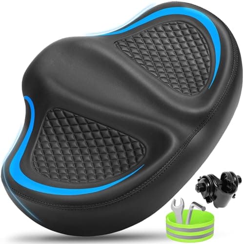 CDYWD New Noseless Bike Seat for Men Women Comfort, Extra Wide Soft Padded Bicycle Seat, Large Comfortable Bike Saddle for Peloton, Stationary Exercise Bike, Ebike, Scooter, Beach Cruiser, City Bike