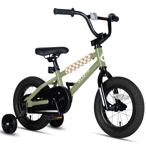 vollsch 12 Inch BMX Style Kids Bike Toddlers Bicycle with Training Wheels for 2-8 Years Old Boys Girls Coaster Brake, Green
