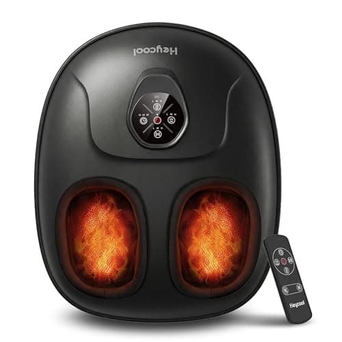 Heycool Shiatsu Foot Massager with Heat and Compression, Deep Kneading Foot Massager Machine for Neuropathy, Remote Control, Large Feet Massager Fits Up to Size 14, Gift for Dad Mom
