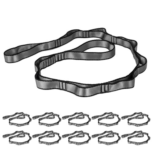 10PCS Nylon Daisy Chain Straps for Aerial Yoga Hammock Swing Adjustable Aerial Silk Extender Hanging Rope for Aerial Yoga Belts 3.6FT 5.9FT Long (Grey, 5.9ft/1.8m)