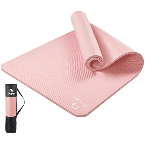 Gruper Yoga Mat Non Slip NBR Extra Thick Yoga Mat, 72"L x 32"/24"W x 0.6"/0.4"TH (185cm x 80cm/61cm x 15mm/10mm), Anti-Tear Exercise Mat with Carrying Strap and Bag, Workout Mats for Yoga, Pilates (Pink, 72*24*0.4 Inches)