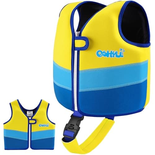 OSHYLE Kids Swim Vest with Crotch Strap - Neoprene Swim Trainer Vest for Toddlers 1-9 Years, Boys & Girls Swim Trainer with Adjustable Straps (Deep Blue, S(1-3))