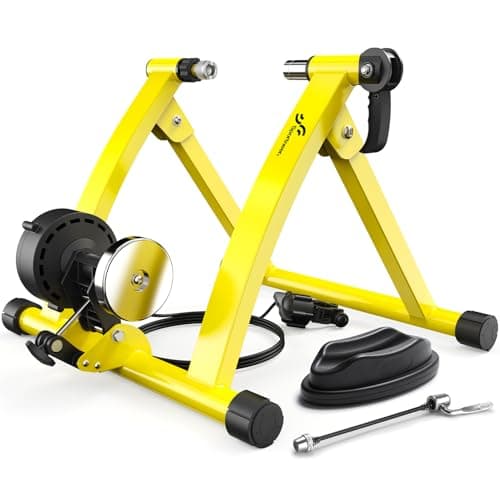 Sportneer Bike Trainer - Magnetic Stationary Bike Stand for 26-28" & 700C Wheels - Adjustable 6 Level Resistance Bike Trainer Stand for Indoor Riding with Quick Release Lever & Front Wheel Riser Block
